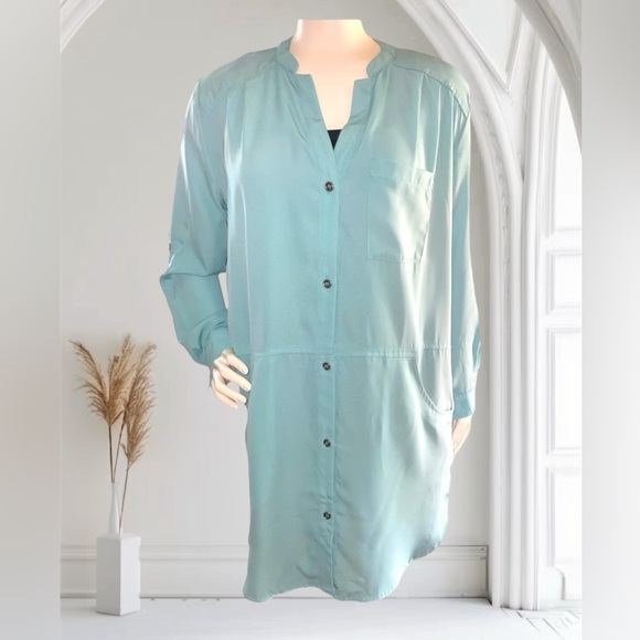 Lush Tops - Lush Blush long sleeve size small Button Down Shirt Dress Career tunic turquoise